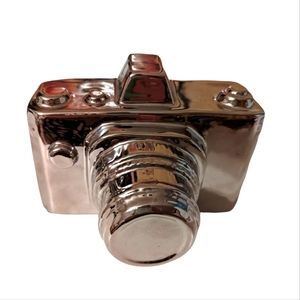 Metallic Silver Ceramic Decorative‎ Retro 35mm Camera 6.5x5.5x3.75"